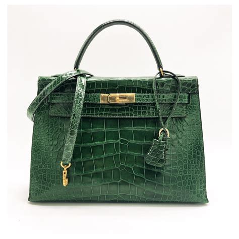 Hermes green crocodile kelly